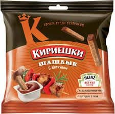 Сухарики Кириешки ржаные шашлык 60г+кетчуп Хайнц