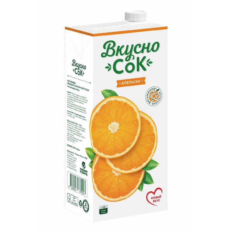 Напиток сокосод. ВкусноСок Апельсиновый 0,95л