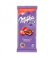 Шоколад Милка 85г молочный клубника сливки