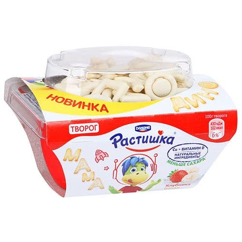 Растишка Творог обогащ. Клубн. банан с печеньем "буквы" 3,5% 108г