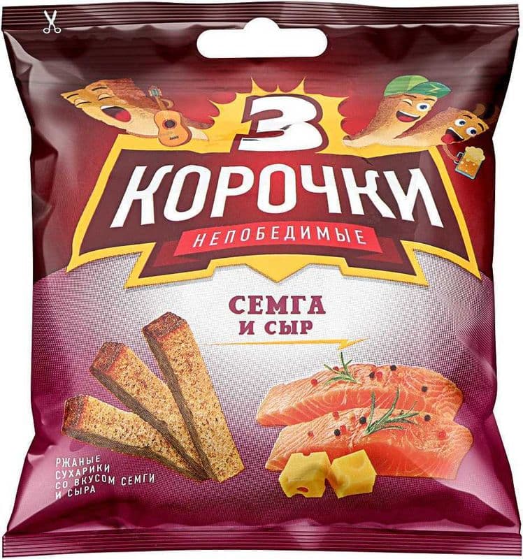 Сухарики Три Корочки ржаные сыр семга 40г