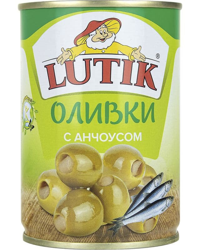 Оливки Лютик 280мл с анчоусом