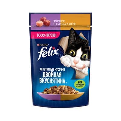 Феликс д/кошек кусочки в желе ягненок курица 75г*26