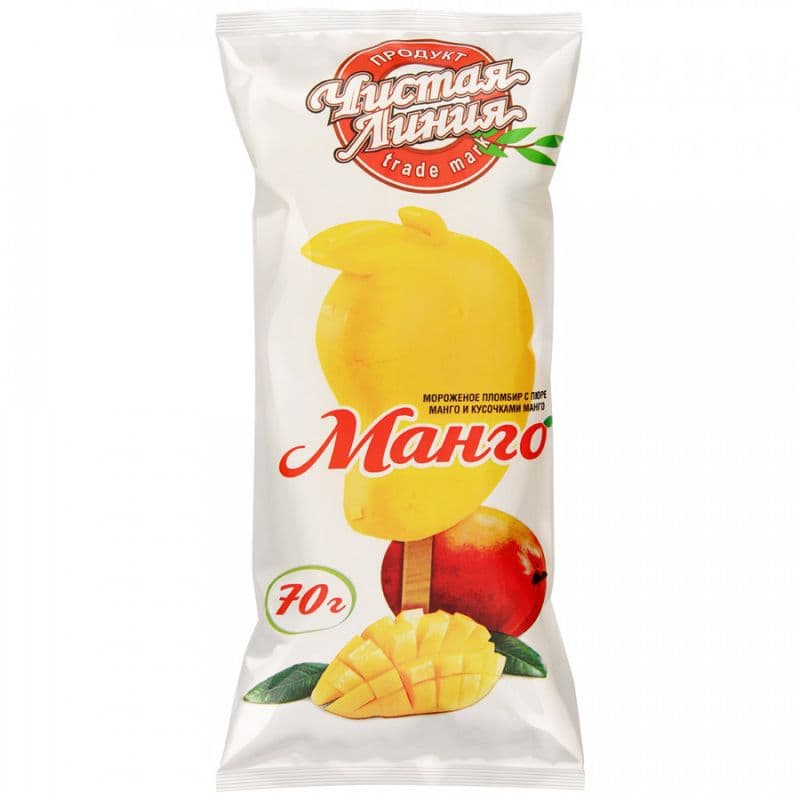 Мороженое Эскимо пломбир манго с пюре и кус.фруктов 70г Чистая Линия