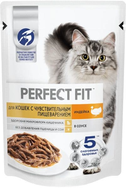 Перфект ФИТ для чувст кошек с индейкой в соусе 75г*28