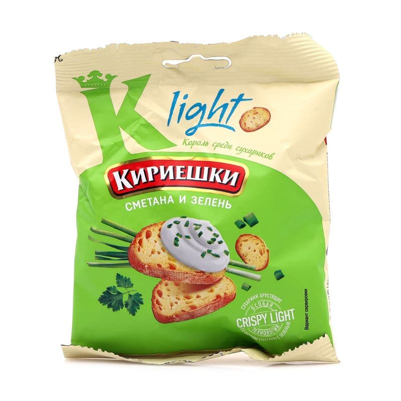 Сухарики Кириешки Лайт сметана зелень 33г пшен