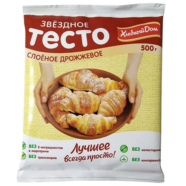 Тесто Здоровые продукты 500г слоеное дрож.*6