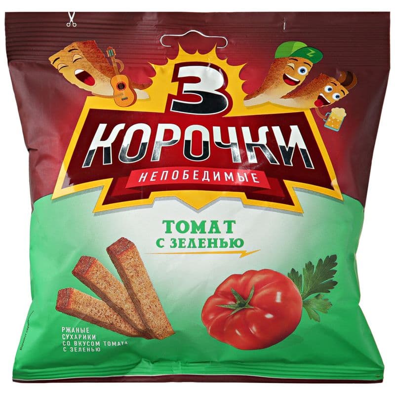 Сухарики Три Корочки ржаные томат зелень 100г