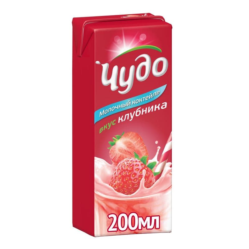 Коктейль мол Чудо 2% Клубника 200г