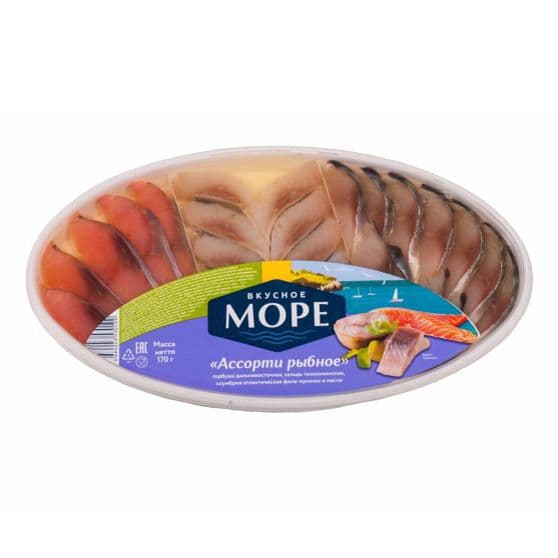 Ассорти рыбное Вкусное Море 200г горбуша сельдь скумбрия