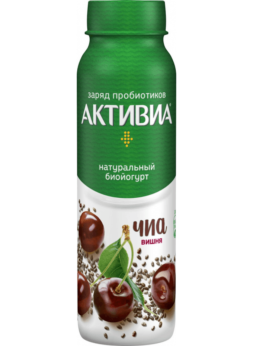 АктиБио Биойогурт 260г вишня-семена чиа 1,5%