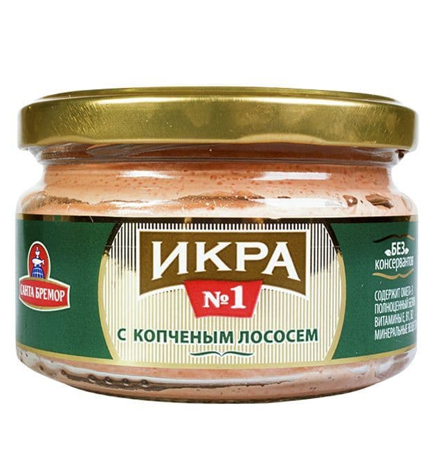Икра мойвы делик.с копч.лососем 180г Санта Бремор