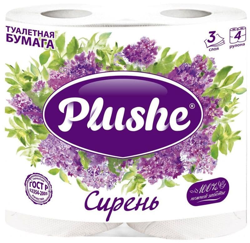ПЛЮШЕ Туалетная бумага Делюкс Лайт сирень 3сл 4рул