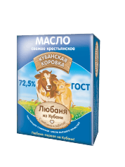 Масло сливочное Любаня из Кубани Крестьянское 72,5% 180г