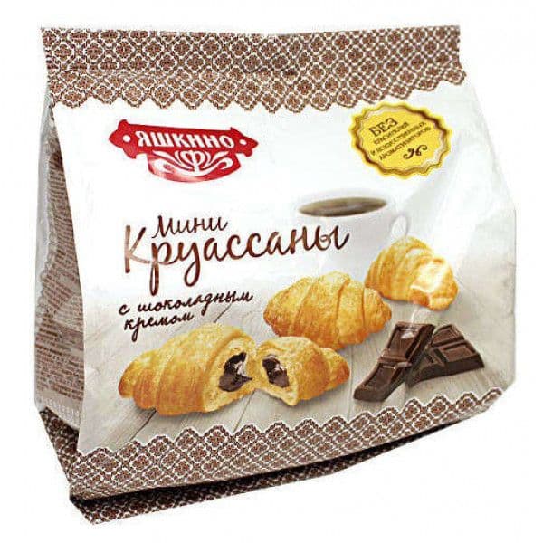 Круассаны мини с шоколадным кремом 180г Яшкино