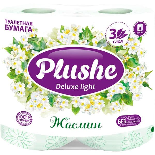 ПЛЮШЕ Туалетная бумага Делюкс Лайт жасмин 3сл 4рул