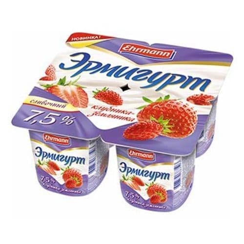 Эрмигурт прод. йогурт экстро слив. 7,5% клубника земляника 100г