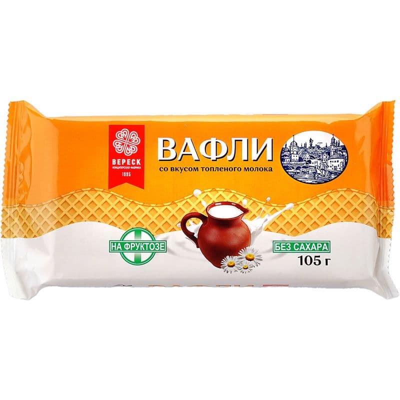 Вафли Вереск на фруктозе топленое молоко 105г