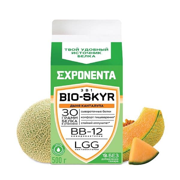 Напиток к.м. обезжир.с в.с. белка EXPONENTA BIO-SKYR 3 в 1 Дыня Канталупа 500г