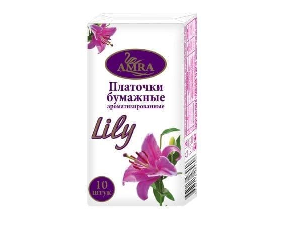 AMRA Платочки бумажные 10шт с ароматом лилии, 4606