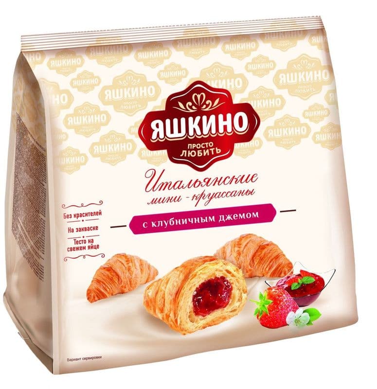 Круассаны мини с клубничным джемом 180г Яшкино
