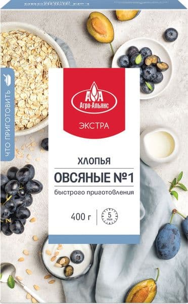 Хлопья овсяные №1 400г АгроАльянс