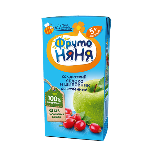 Сок ФрутоНяня яблоко шиповник осветленный 0,2л