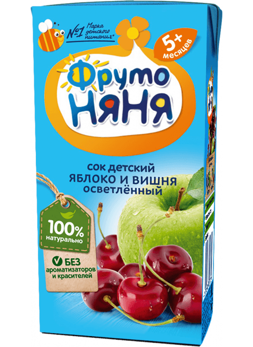 Сок ФрутоНяня яблоко вишня осветленный 0,2л