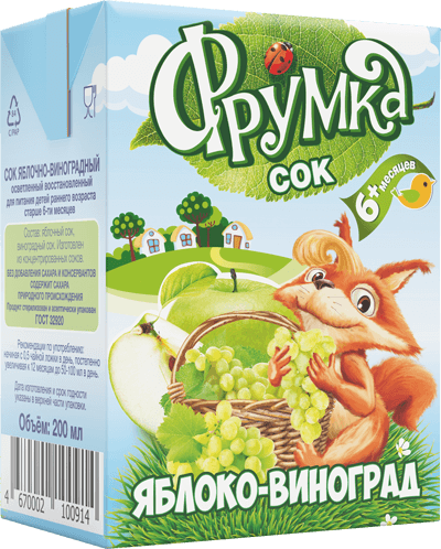Сок Фрумка яблоко виноград осветленный 0,2л