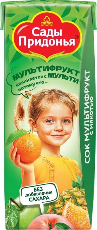 Сок Сады Придонья мультифрукт восстан.с мякотью 0,2л