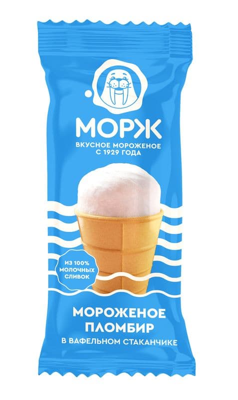 Мороженое пломбир в ваф. стакан МОРЖ 80г Кубарус