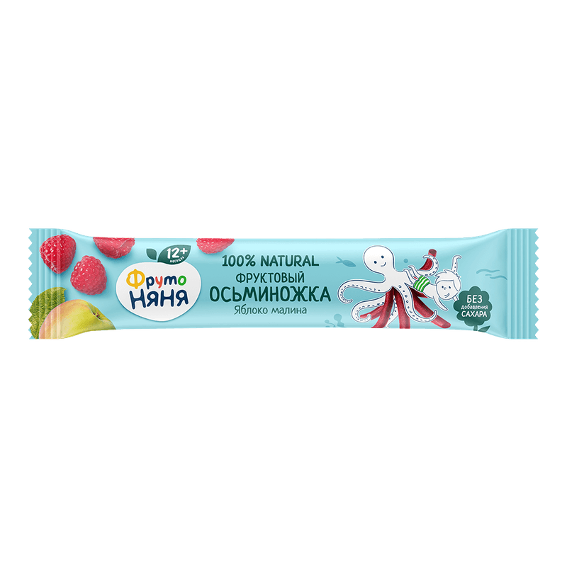 Фруктовые осьминожки ФрутоНяня из яблок и малины 16г