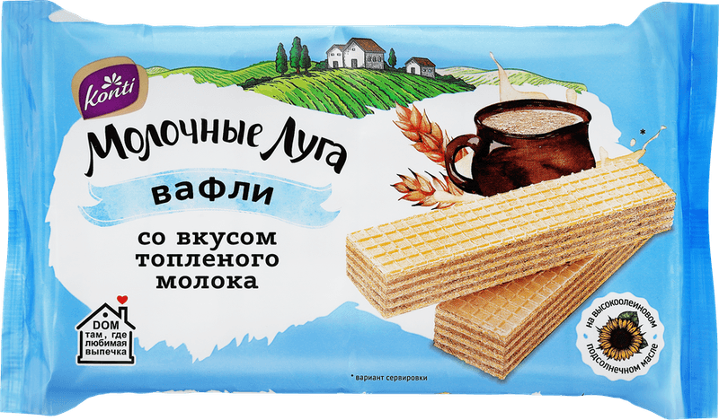 Вафли Молочные луга 200г вк.топленого молока Конти