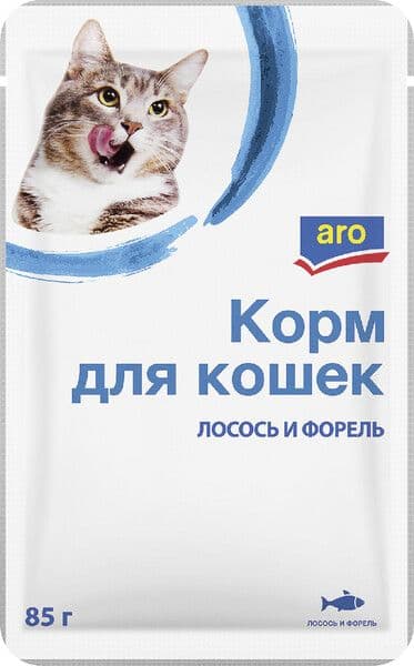 Аро корм д/кош.лосось и форель в соусе 85г/25