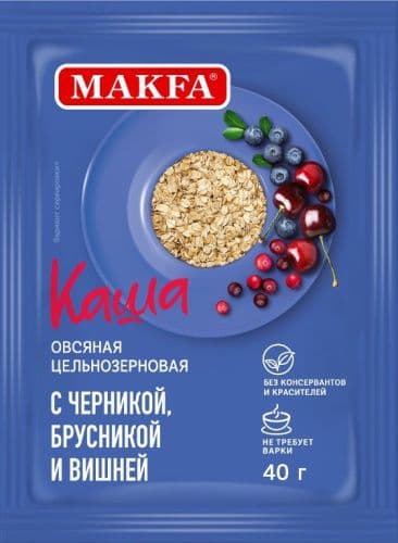 Каша Макфа овсяная Черника Брусника Вишня 40г*25