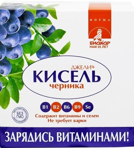 Кисель Джели Черника витамины и селен 25г без сахара