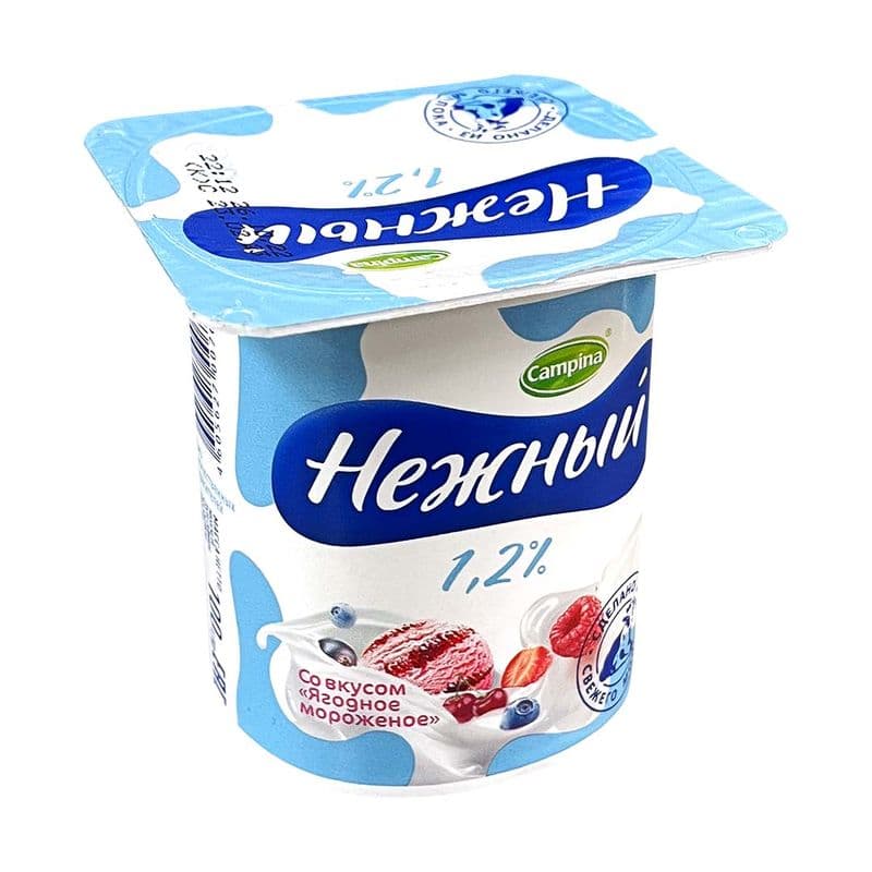 Фруттис прод. йогурт Нежный  1,2% ягод.морож. 100г  БЗМЖ