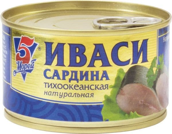 Сардина Иваси натур.240г с/к Пять морей