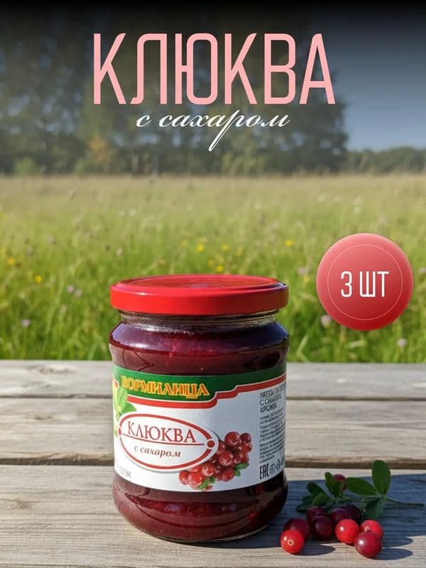 Клюква протертая с сахаром 280г*12 Кормилица